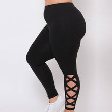Load image into Gallery viewer, Plus size leggings Women Elastic Leggings Solid Criss-Cross Hollow Out leggings eprolo