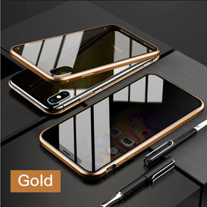 Privacy Magnetische Gehard Glas Case voor iPhone X XS MAX 8 7 Plus Anti Peep Telefoon Shell 360 Volledige Shockproof protector Clear Capa eprolo