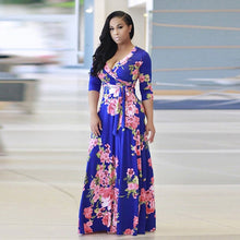 Load image into Gallery viewer, Sexy V Neck Women Robe Dress, Floral Long Loose Maxi Dress, curvy plus size eprolo