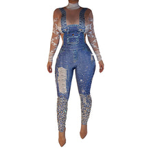 Load image into Gallery viewer, Sexy Plus Size Print Jeans Rompers Strap Pocket Denim Casual Loose Jumpsuit Long Pants eprolo