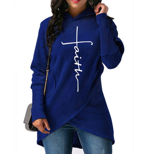 Plus Size Faith Print Sweatshirt Hoodies eprolo