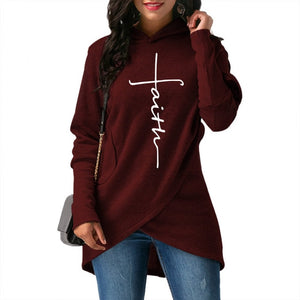 Plus Size Faith Print Sweatshirt Hoodies eprolo