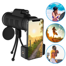 Load image into Gallery viewer, Lens for phone 40X60 Zoom for Smartphone Monocular Telescope Scope Camera Camping Hiking Fishing with Compass Phone Clip Tripod eprolo