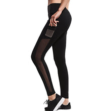 Load image into Gallery viewer, Women fitness black tights mesh leggings with pocket Pluscool sports eprolo