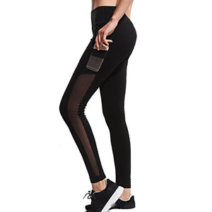 Women fitness black tights mesh leggings with pocket Pluscool sports eprolo